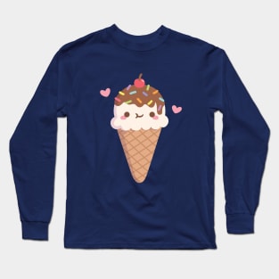 Cute Ice Cream With Rainbow Sprinkles Long Sleeve T-Shirt